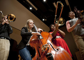Photo of students playing instruments. Link to Gifts from Retirement Plans